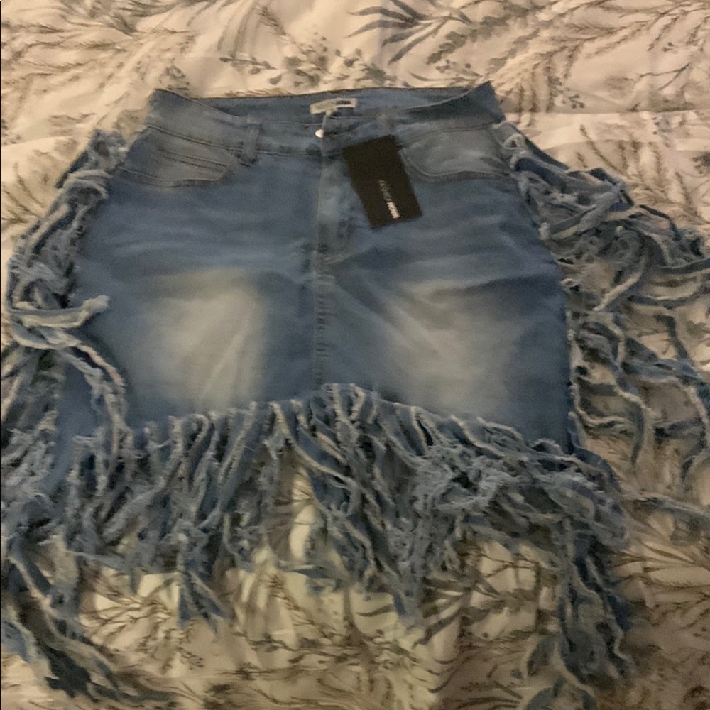 Fashion Nova Blue Cut Out Mini Skirt Casual